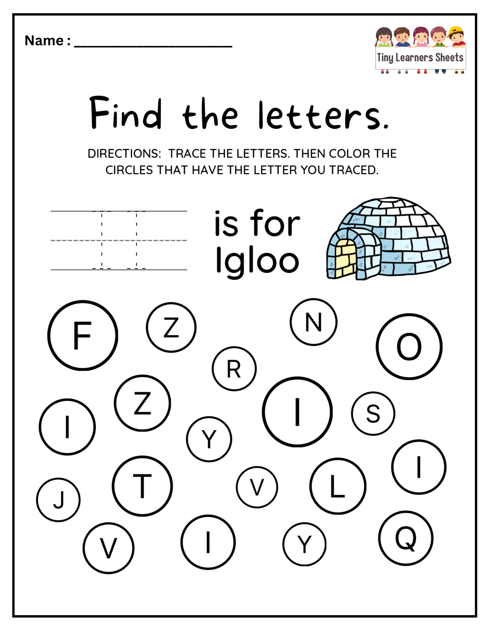 Find Letter I worksheet